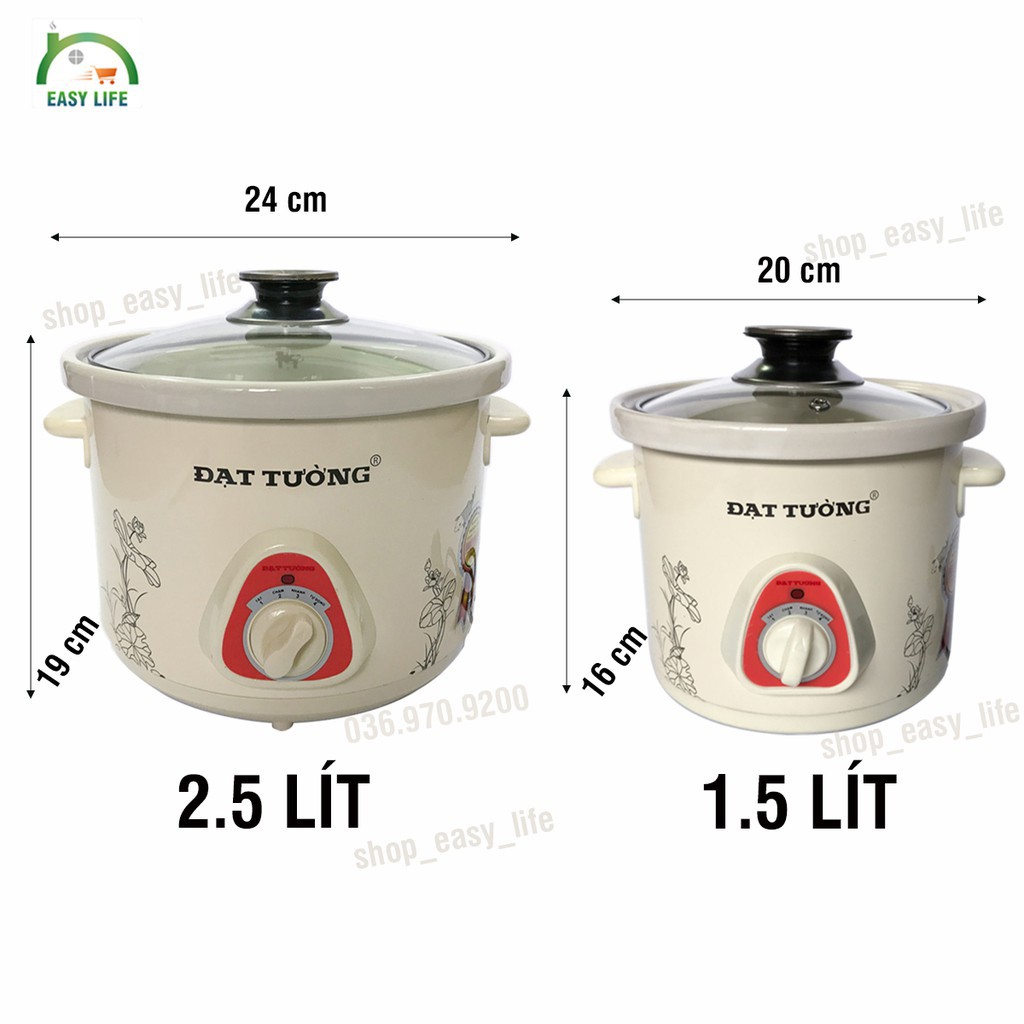 Chính HãngNồi Kho Cá- Nấu Cháo Chậm Đa Năng Đạt Tường 1,5L-2,5L