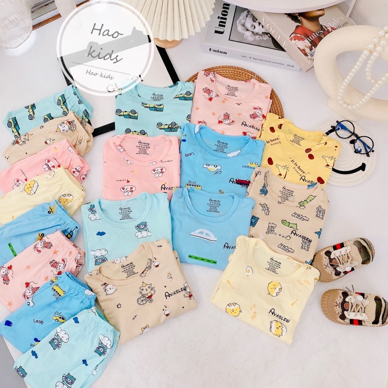 Bộ thun lạnh dài tay cho bé , Bộ Đồ Bé Trai Đồ sơ sinh Avaler Đồ ngủ bé gái Quần Áo Trẻ Em