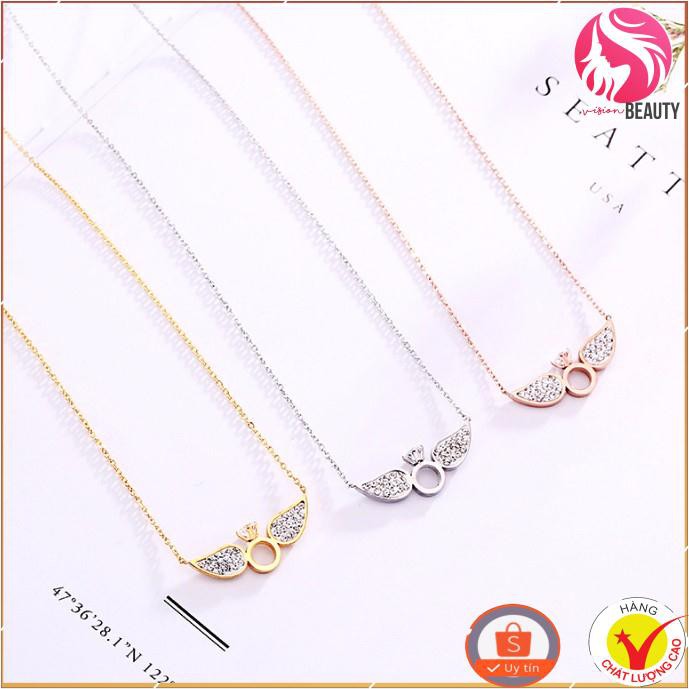 DÂY CHUYỀN TITAN CAO CẤP ĐÔI CÁNH 3 MÀU THỜI TRANG PHONG CÁCH THÁI