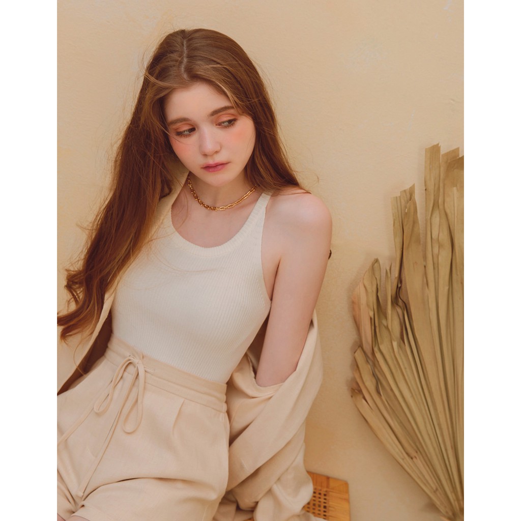 Áo dệt kim cổ U tối giản nữ Air Space 2111821009 | BigBuy360 - bigbuy360.vn