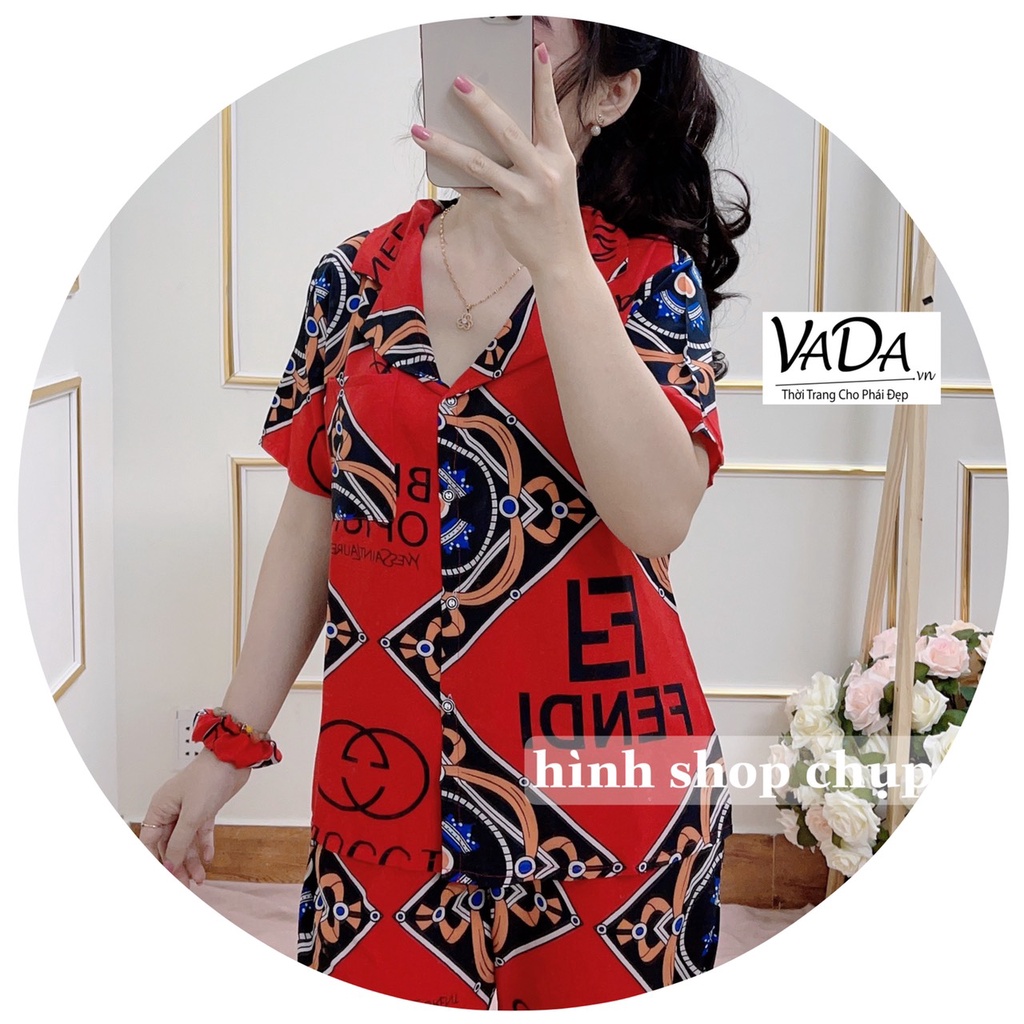 Đồ mặc ở nhà , sét pyjama 4 món tay ngắn chất lụa mặc thoáng mát họa tiết xinh tươi -Thời Trang VADA (B1) | BigBuy360 - bigbuy360.vn