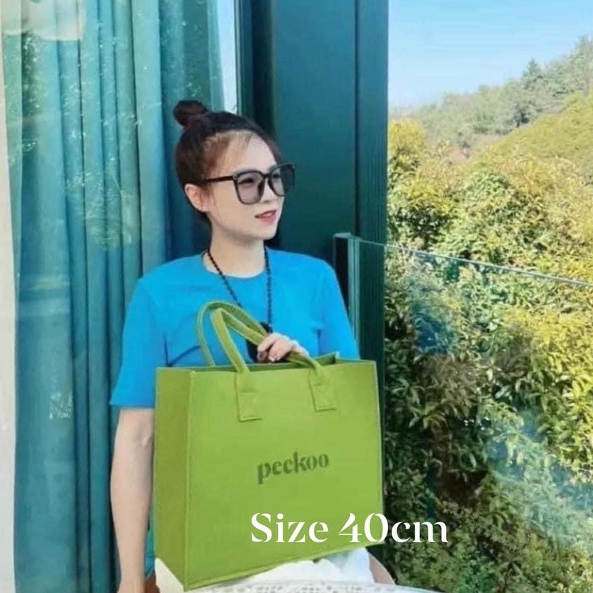 Túi nỉ xốp xanh bơ Pekoo hot hit fom cứng cáp, 3 size lựa chọn dùng cho cả mẹ và bé