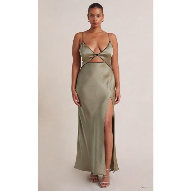 Givenme Đầm Nữ Hai Dây Cổ Chữ V Xẻ Sâu Gợi Cảm