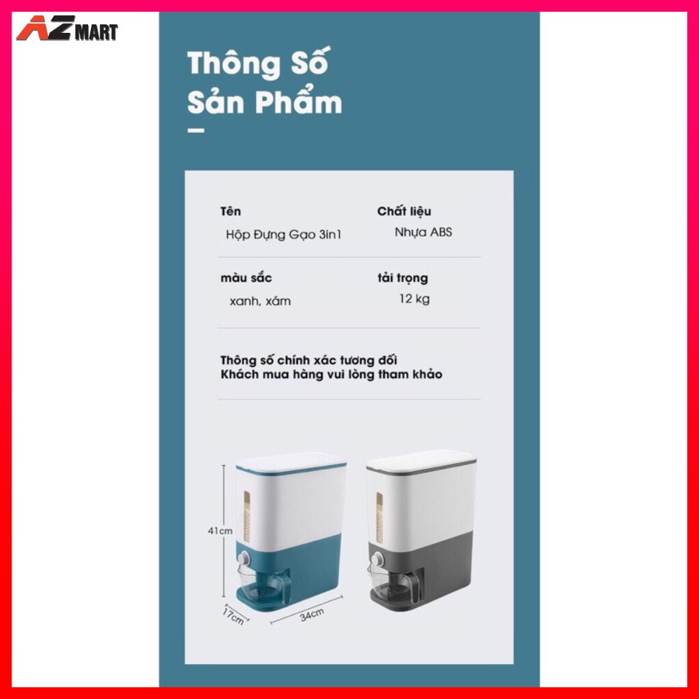 Thùng Đựng Gạo 💔FREESHIP💔 Thùng Gạo Thông Minh Hiện Đại Cao Cấp