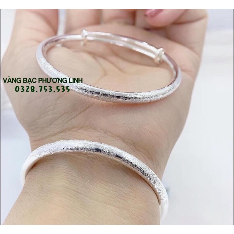 VÒNG TAY NGƯỜI LỚN CHẠM HOA VĂN BẠC TA CHO NỮ