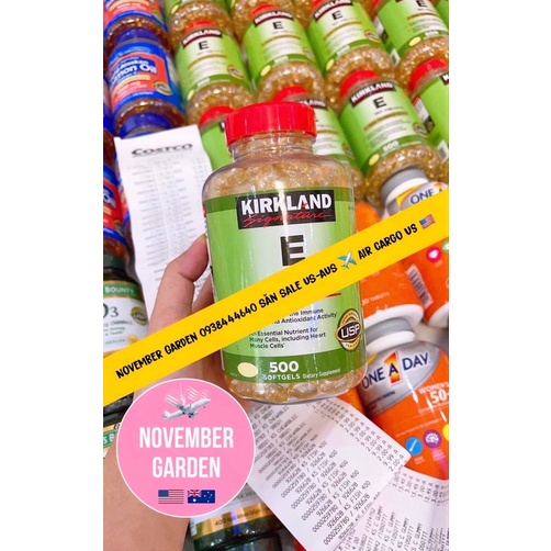 Viên uống đẹp da Vitamin E 400 IU Kirkland 500 viên của Mỹ