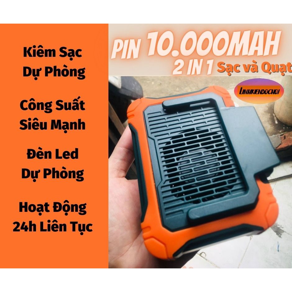 Quạt Đeo Cổ mini Đeo Thắt Lưng  Pin 10.000Mah Kiêm sạc Dự Phòng