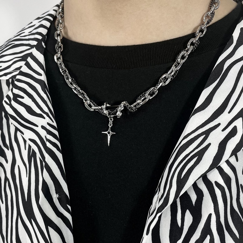 Vòng cổ Nhiều Lớp Đính Đá zircon Đen Thời Trang Cho Nam Nữ