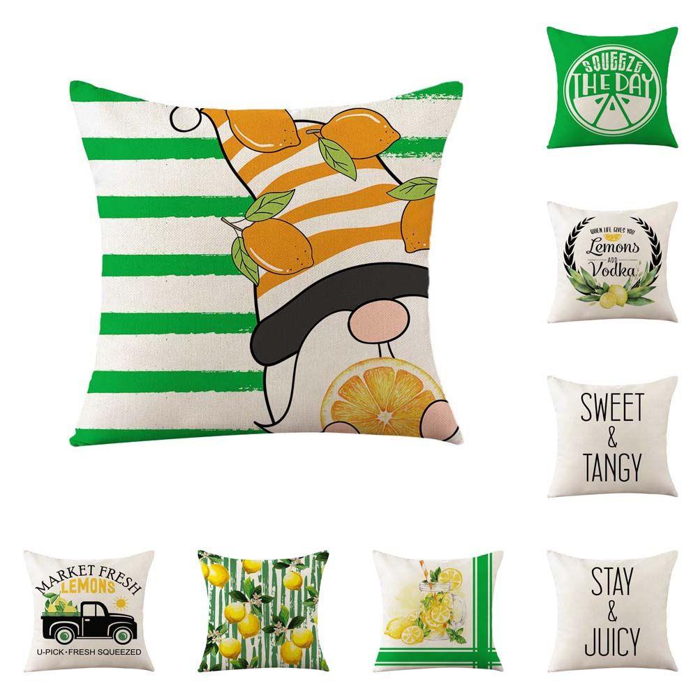 Vỏ Gối Vải Lanh In Hình Quả Chanh Thời Trang