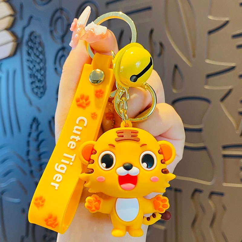 Móc Khóa Hình Hổ Hoạt Hình Dễ Thương Dùng Trang Trí Balo/ Túi Đi Học