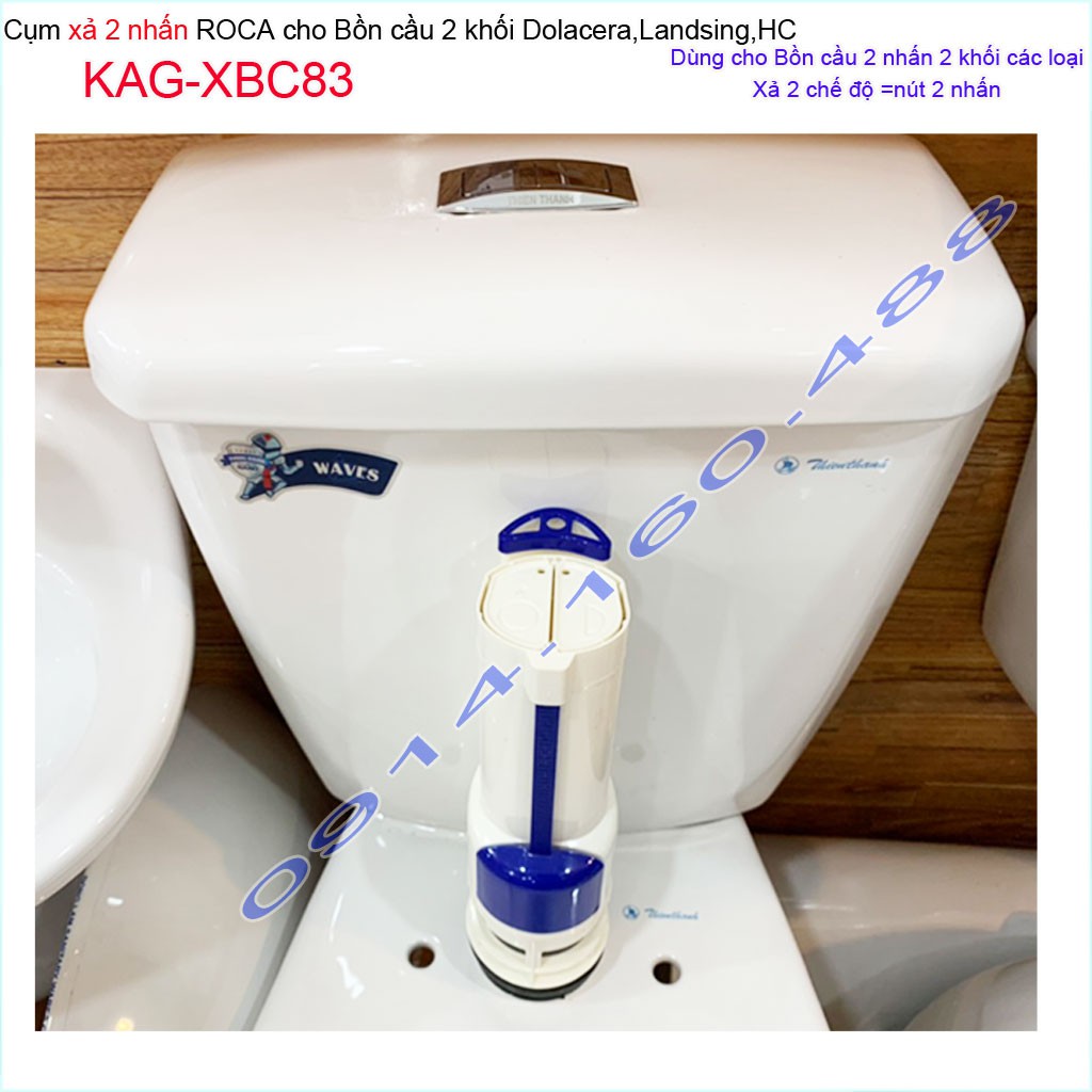 Cụm xả bồn cầu 2 khối Roto KAG-XBC83, cột xả bàn cầu 2 nhấn két rời, xả nước bàn cầu két rời 2 nhấn êm xả tốt