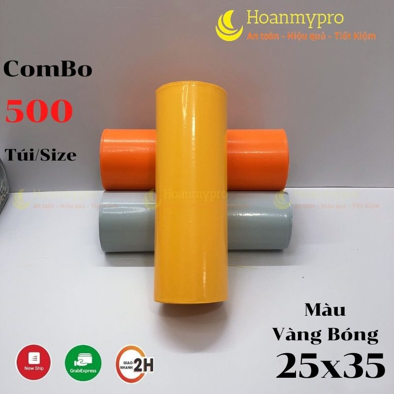 COMBO 500 Túi Bóng Đóng Hàng Niêm Phong Màu Vàng Bóng Size 25x35 TuiGoiHangHoanmypro