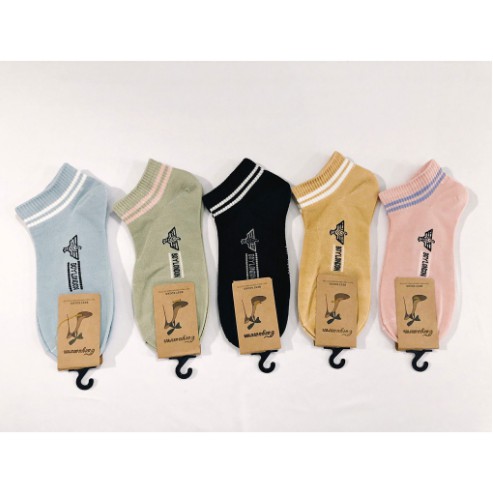 Combo 5 đôi tất nữ xuất hàn in họa tiết boy london chất cotton cực mềm mịn