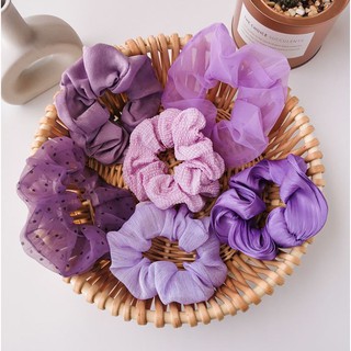 ( SIÊU XINH) Dây Cột Tóc Srunchies Nữ Xinh Xắn Màu Tím Mộng Mơ.