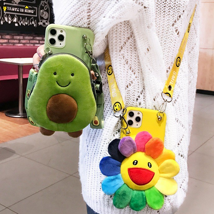 Xiaomi Redmi Note 9 9T Poco F3 X3 Pro Phone Case Plush Hairy Unicorn Totoro Donald Duck Corgi Sun flower Avocado Winter Warm Lanyard Wallet Coin Purse Card Package Cartoon Cute Soft TPU Casing Case Cover