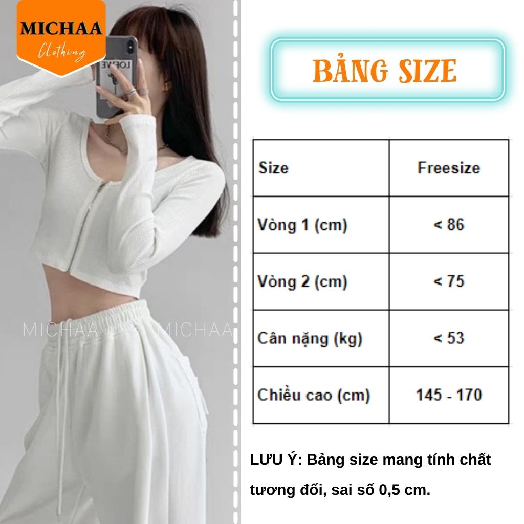 Áo Croptop Tay Dài DÂY KÉO NGỰC Nữ Thun Gân Ulzzang Kiểu Cổ Vuông Đẹp Ôm Body - MICHAA