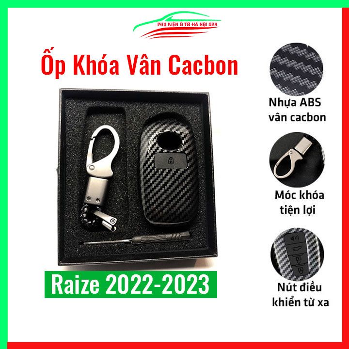 Ốp khóa cacbon Raize 2021-2023 kèm móc khóa