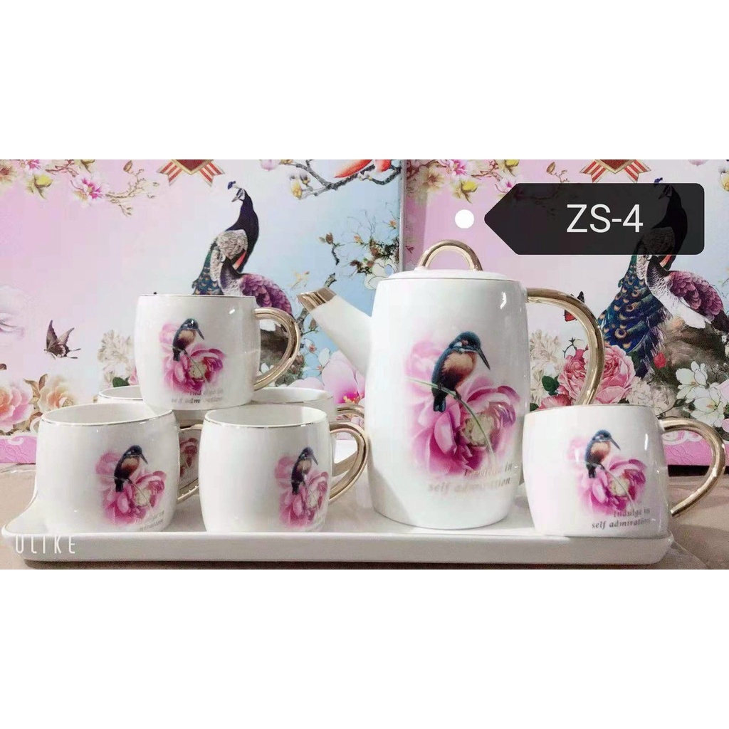 Bộ uống trà,ấm chén kèm khay Gốm Sứ Giang Tây cao cấp