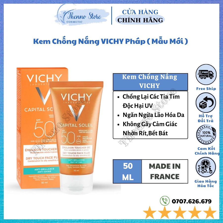 Kem Chống Nắng Dưỡng Da,Nâng Tone VICHY Pháp 50ml ( Mẫu Mới )