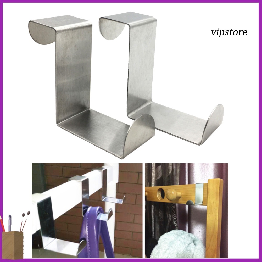 【VIP】4Pcs/Set Home Stainless Steel Z Shape No-marking Door Towel Clothes Hook Hanger