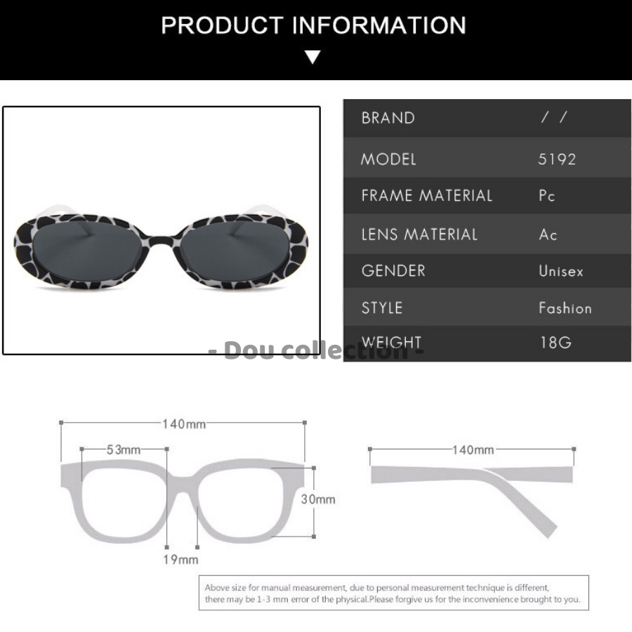 Kính Mát (Kính Râm) Cao Cấp Hình Oval Retro Gọng Nhựa Phong Cách Hàn Quốc - Dou Collection - Mã MK035