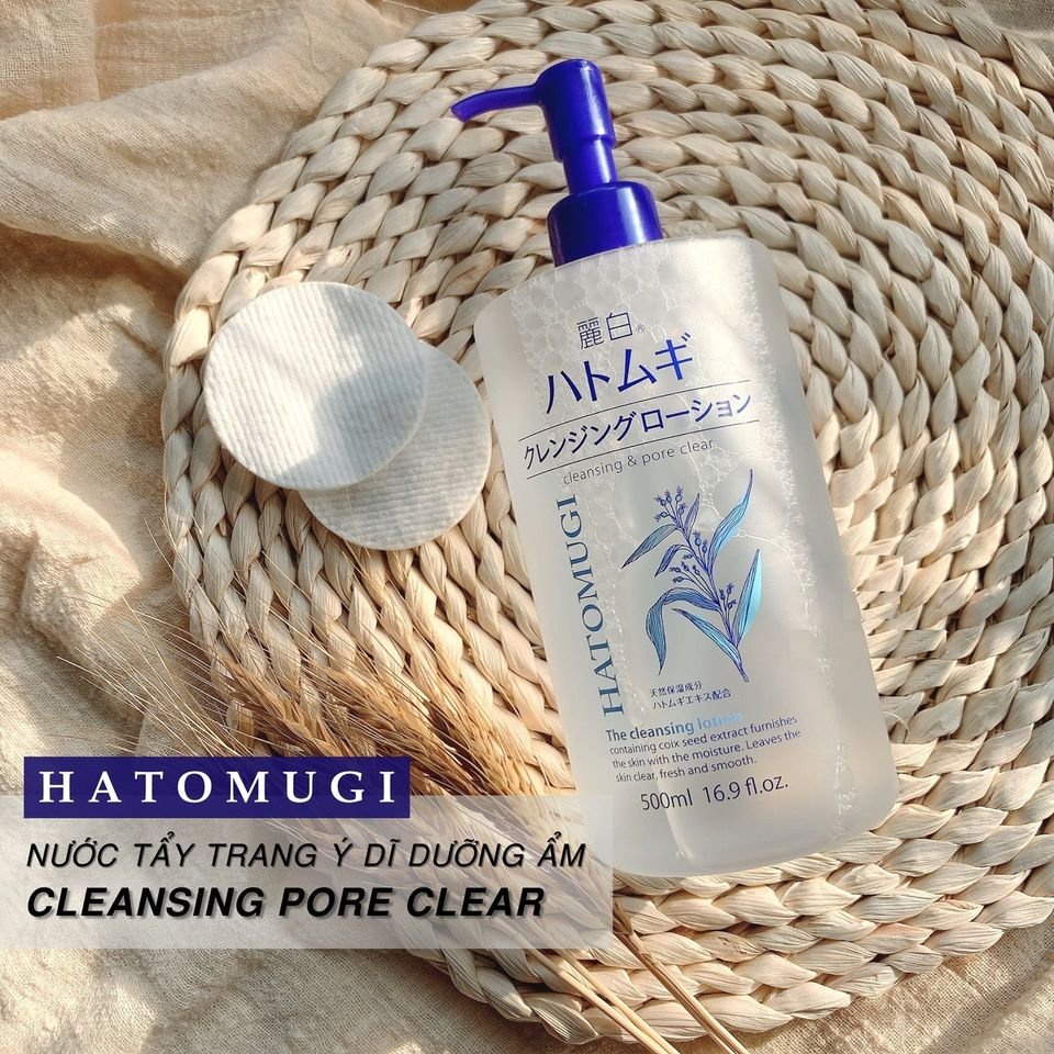 Nước tẩy trang Reihaku Hatomugi ý dĩ dưỡng ẩm, làm sáng da Cleansing & Pore Clear 500ml