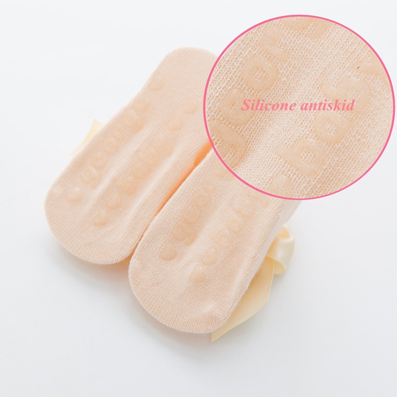 Set 3 Đôi Vớ cotton Mỏng Rỗng Chống Trượt Đính Nơ Phong Cách Hàn Quốc Dành Cho Bé Sơ Sinh