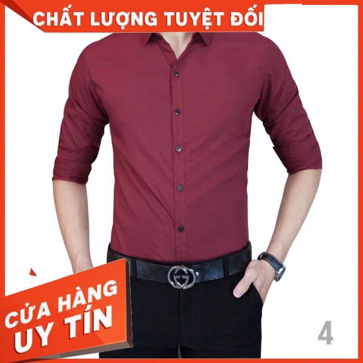 Áo sơ mi nam dài tay sơ mi vải lụa không nhăn thời trang cao cấp, thoáng khí ôm body chuẩn dáng.10