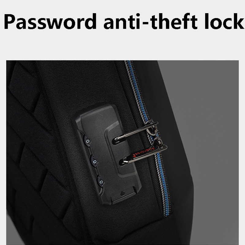 Túi đeo vai LABER LEE chất liệu PVC có cổng USB năng động chống trộm dành cho nam
