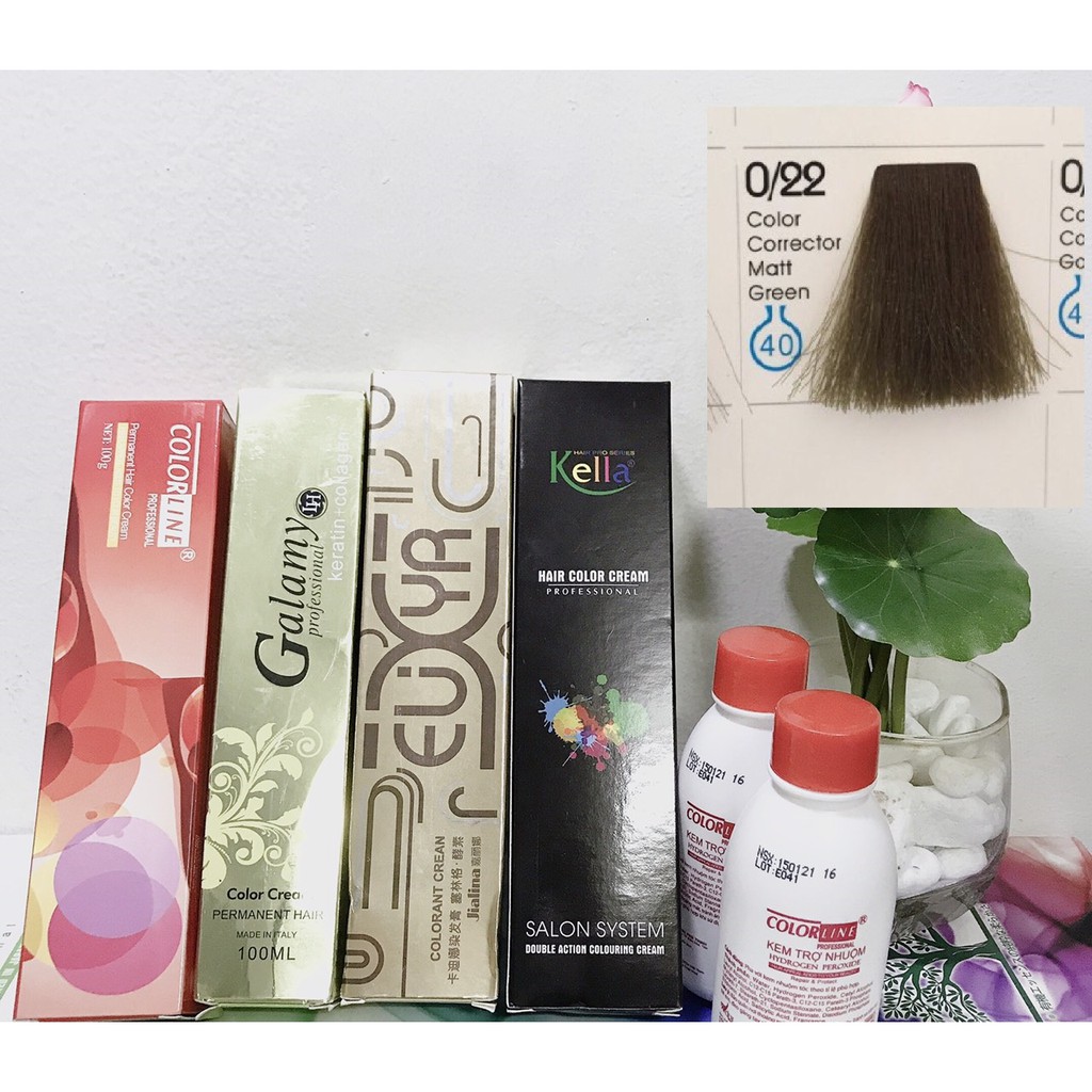 Tuýp Kem Nhuộm Tóc Tại Nhà Mix Rêu 0/22 Matt Hair Dye Cream + Trợ Nhuộm Oxi