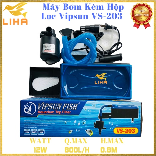 Máy Bơm Kèm Hộp Lọc Vipsun VS-203 (12W-800L/H-0.8M) - Máy Lọc Nước Cho Hồ Cá Cảnh