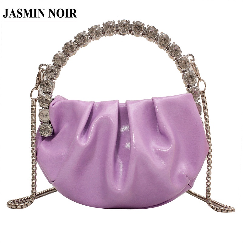 Túi đeo chéo JASMIN NOIR da PU hình đám mây đính đá xinh xắn cho nữ