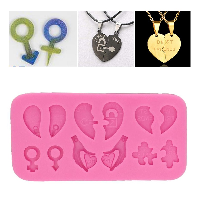 Khuôn Silicone Làm Mặt Vòng cổ / Bông Tai Hình Trái Tim Diy