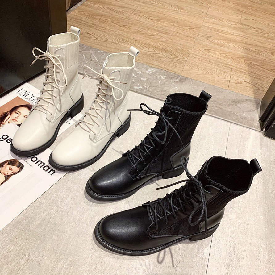 Martin boots nữ phong cách Anh 2020 mùa thu và đông mới hoang dã giày ngắn lưới màu đỏ ống mỏng xu hướng xuân đơn