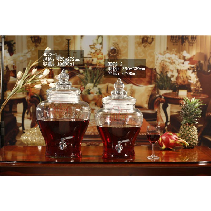 Bình thủy tinh sẵn vòi sang trọng, tiện chiết rót - HD72  dung tích 7L/10L (không kèm chân đế)