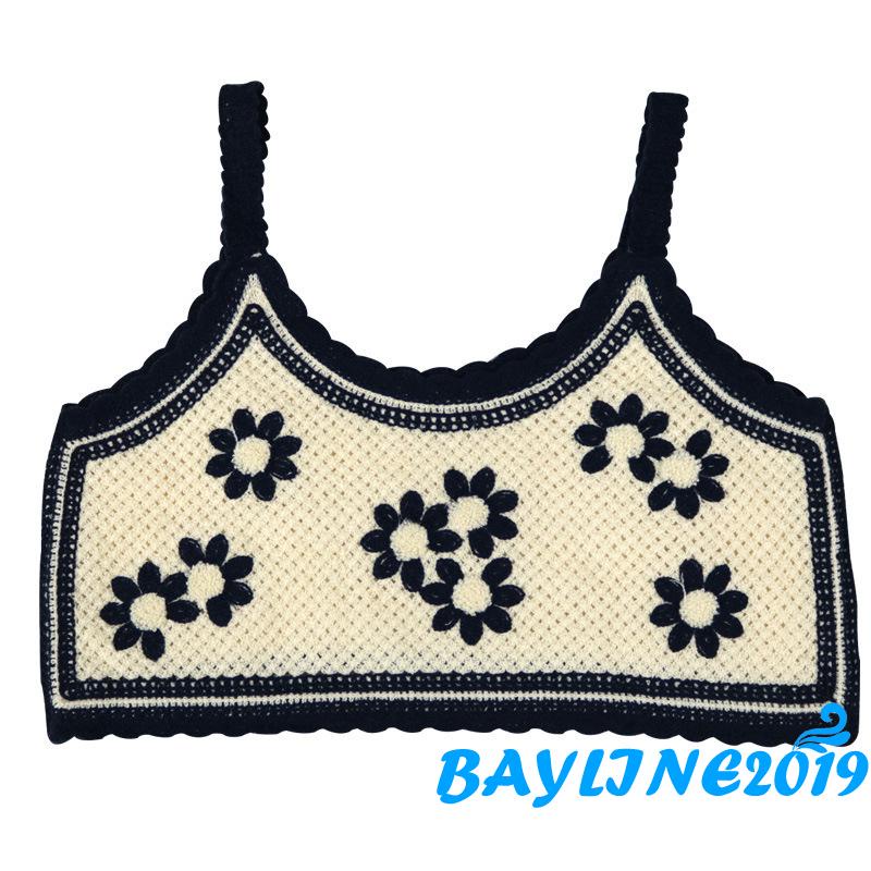 Áo dệt kim cổ tròn hở rốn thêu họa tiết thời trang quyến rũ cho nữ