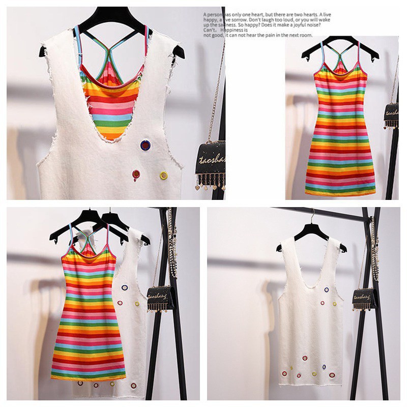 Set áo thun sát nách và chân váy phong cách năng động cho nữ | BigBuy360 - bigbuy360.vn