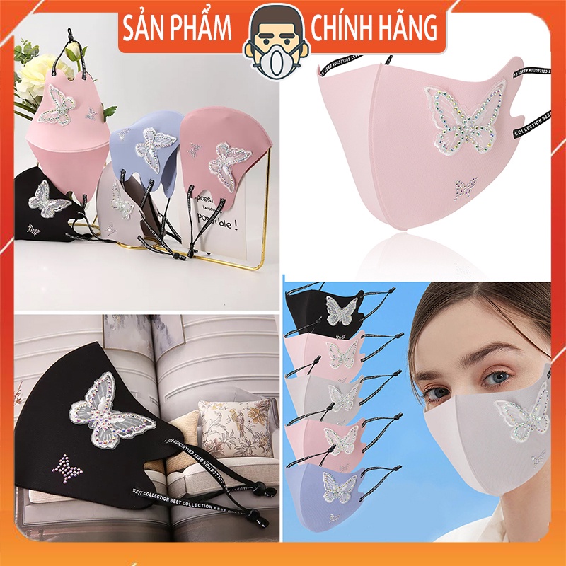 Khẩu trang xu cấp độ 5 hình bướm quai thêu chữ đẹp lạ