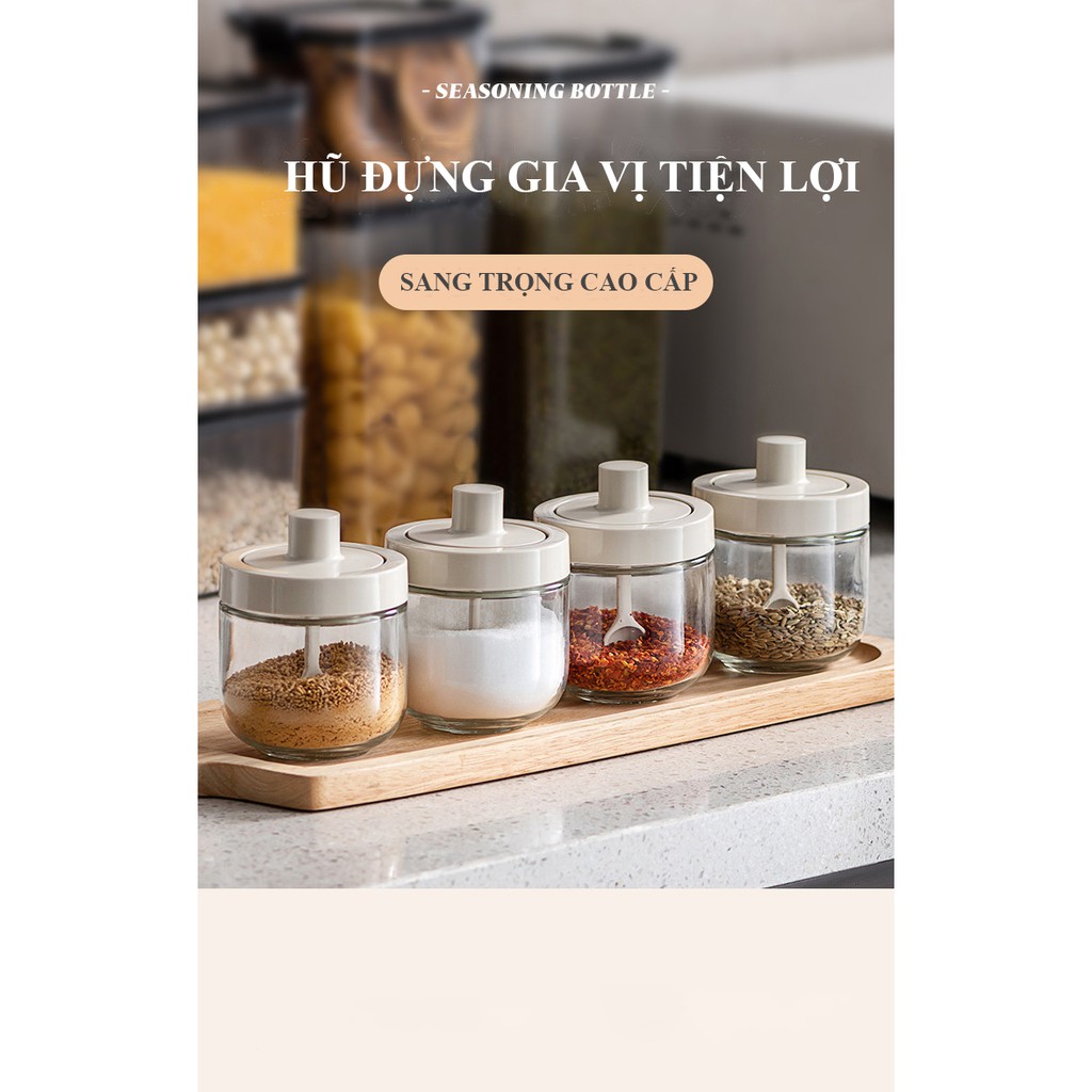 Hủ thủy tinh đựng gia vị - có thể chọn loại kèm muỗng hay loại kèm chổi quét