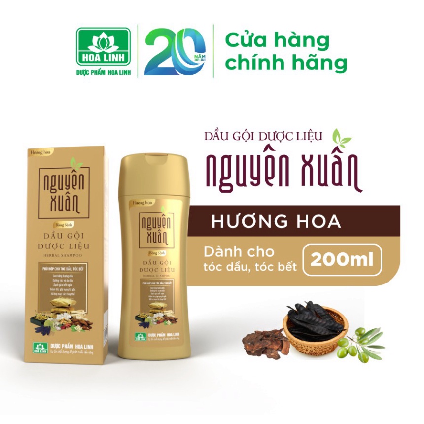 ✔️CHÍNH HÃNG✔️ Dầu gội dược liệu Nguyên Xuân Bồng bềnh 200ml - Ngát hương hoa, phù hợp cho da đầu dầu.