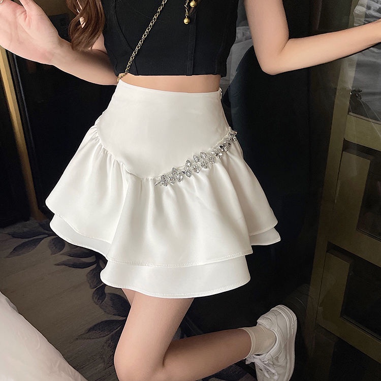 Ốp Chân Váy Chữ A Lưng Cao Màu Trắng Thời Trang Cho Nữ  tao bao