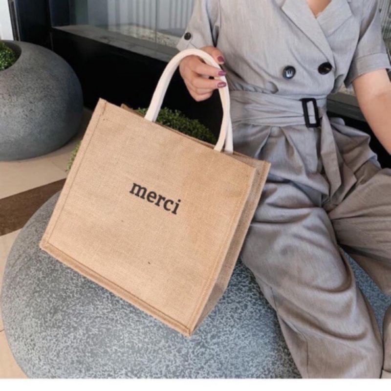 Túi Cói DU Lịch Merci Quai Xách Thời Trang Cỡ To Siêu Nhẹ