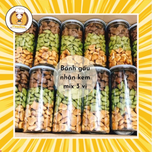 Bánh gấu nhân kem sữa mix 3 vị YUUBEE hộp 400g đồ ăn vặt Sài Gòn - Ăn vặt Yuubee