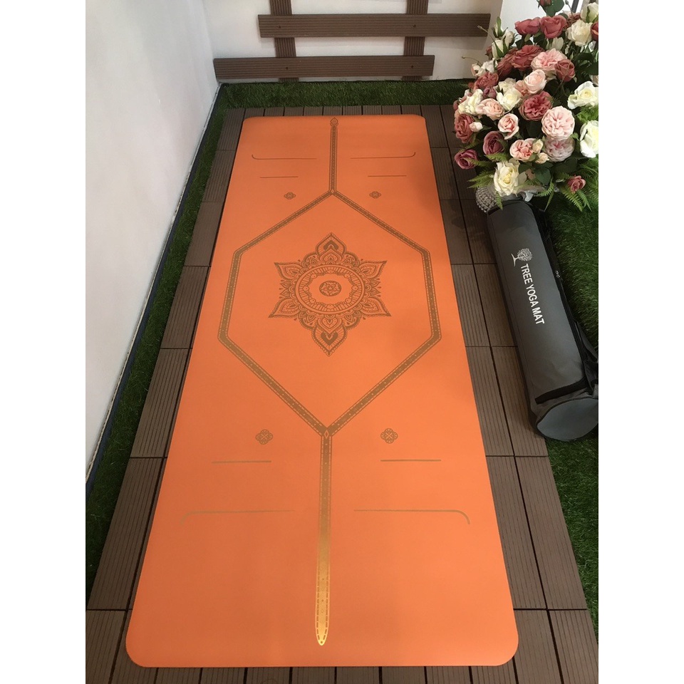 thảm tập yoga tại nhà định tuyến vàng cao su PU cao cấp, dày 5mm