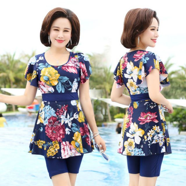 Bikini trung niên, áo tắm liền thân cho mẹ, đồ bơi trung niên, đồ đi biển cho mẹ | BigBuy360 - bigbuy360.vn