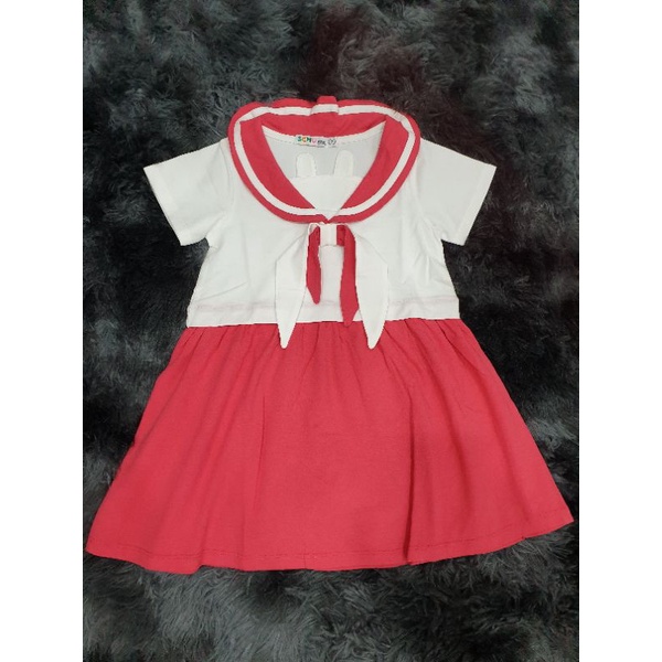 Đầm thun hồng cổ thủy thủ SChukid