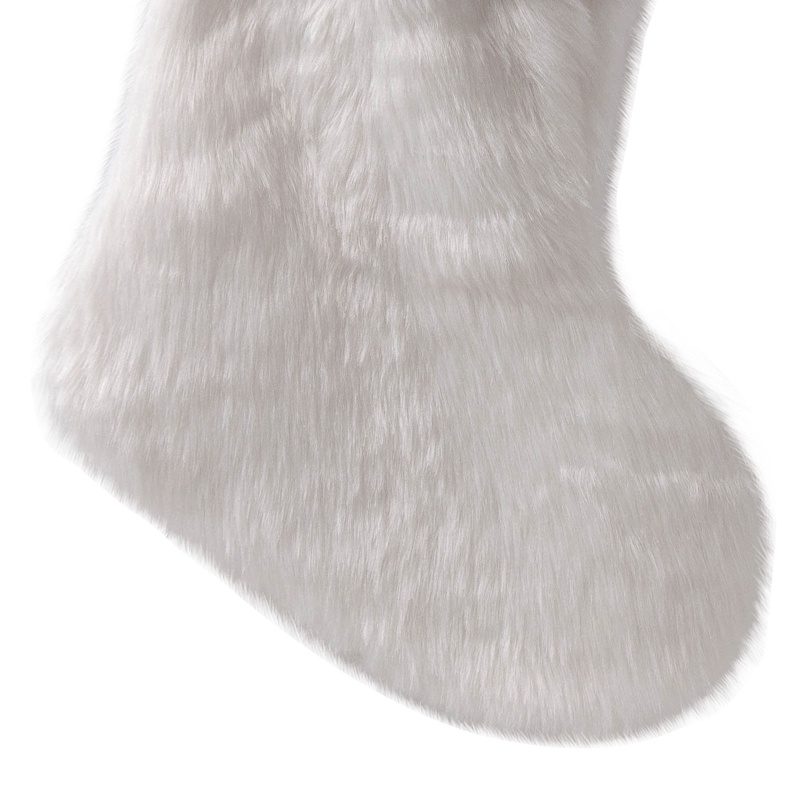 Vớ Lông Màu Trắng Treo Trang Trí Giáng Sinh