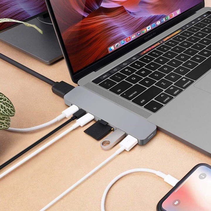 Cổng chuyển Macbook Pro HyperDrive DUAL 7 In 2 USB-C Hub GN28B [Chính Hãng] Bảo Hành 24 Tháng