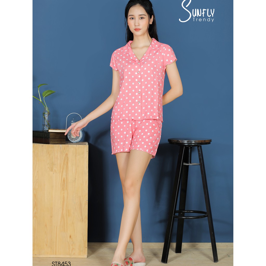 Bộ đồ lanh mặc nhà SUNFLY xuân hè ST8453