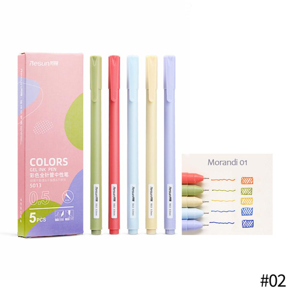 Set 5 Bút Morandi Macron 0.5mm DIY Nhiều Màu Sắc Cổ Điển Dành Cho Học Sinh N1V6